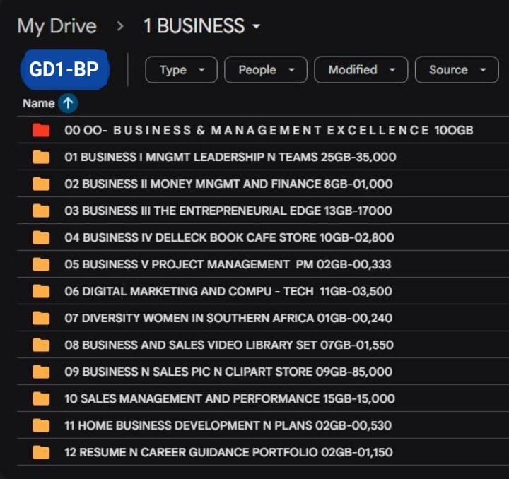 Business Google Drive folder list